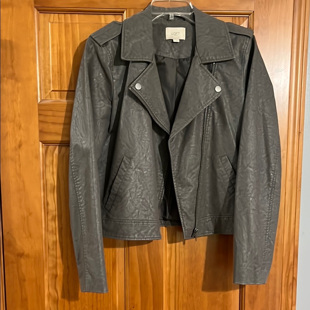 Gray Faux Leather moto Jacket